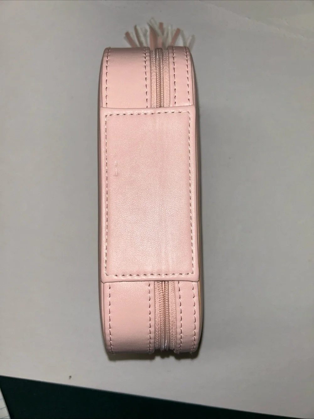 Rachel Zoe Pink Faux Leather Travel Jewelry Case Floral Embroidery Tassel Zipper